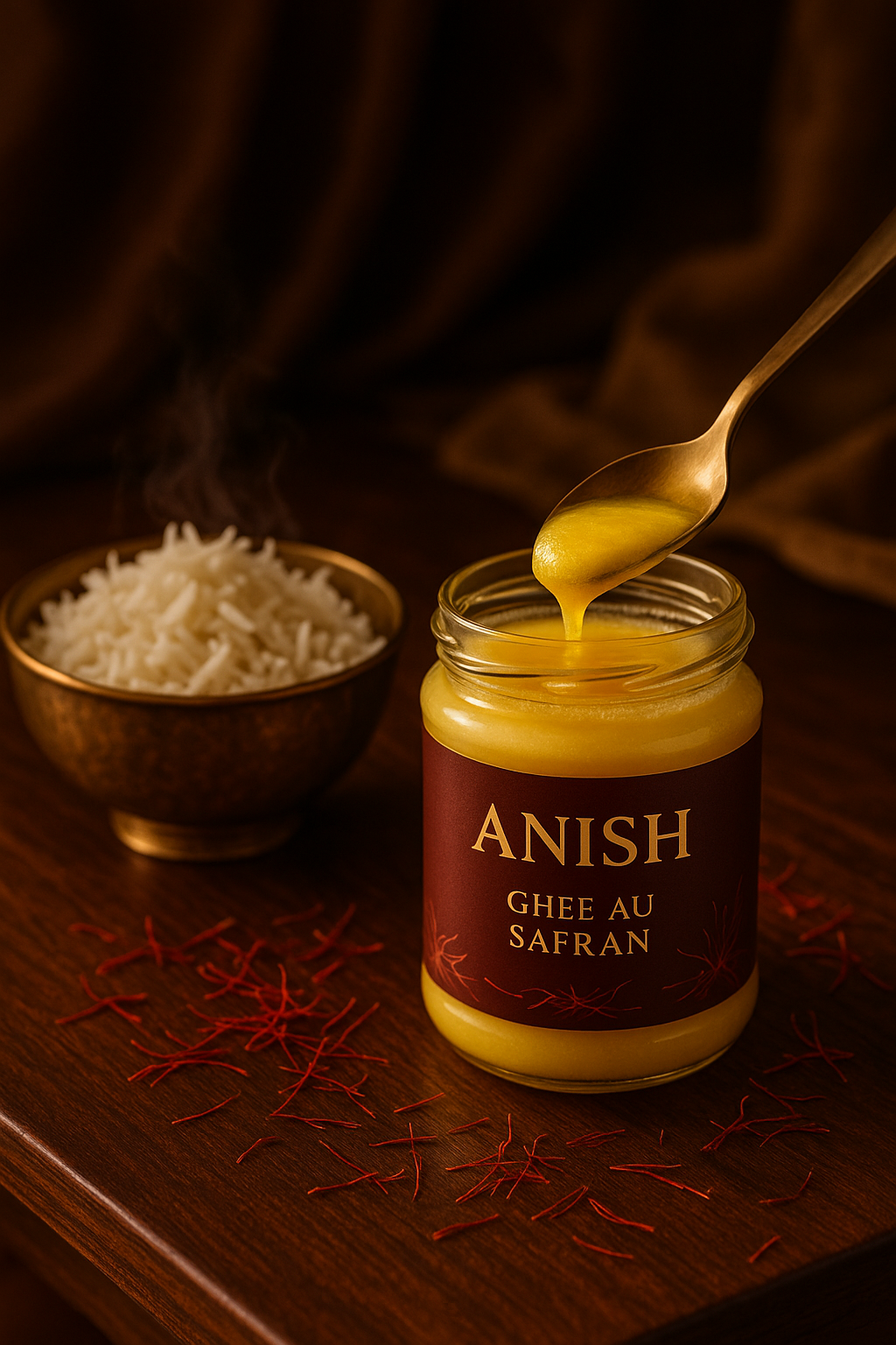 Ghee au Safran – ANISH | Beurre clarifié infusé aux filaments d’or